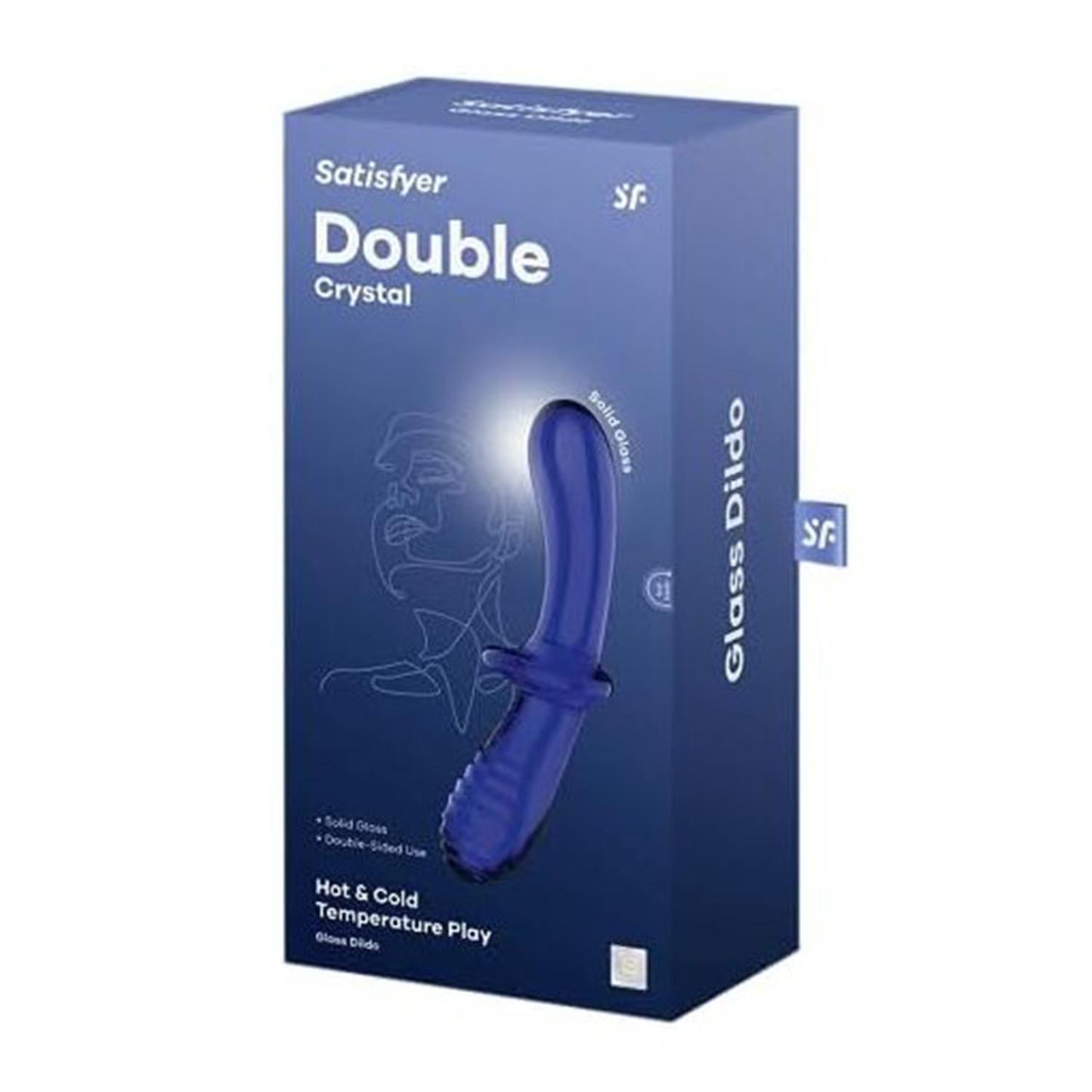 SATISFYER DOUBLE CRYSTAL DILDO HOT & COLD TEMPERATURE PLAY LIGHT BLUE 1UN
