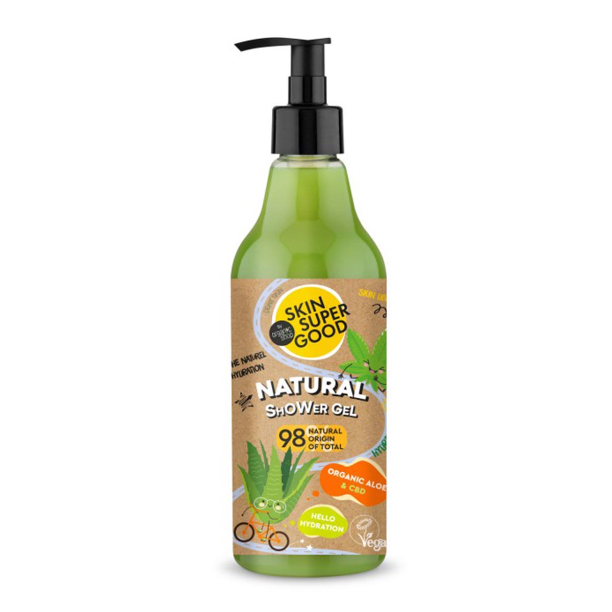 Skin Super Good Natural Organic Aloe Vera Gel De Baño Con Difusor 500Ml