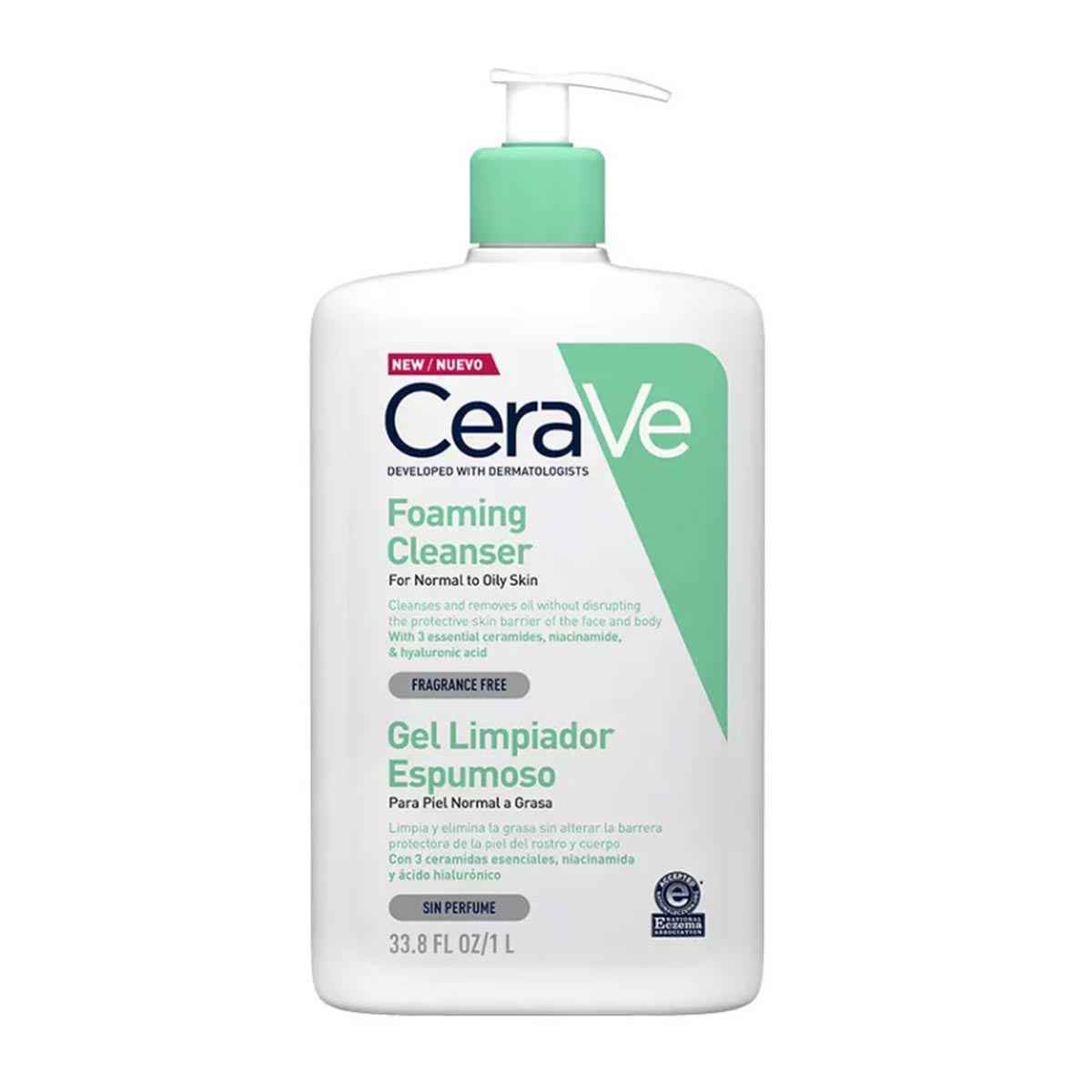 Cerave Pél Normal A Grasa Gel Limpeza Espumoso Sin Perfume 1000Ml