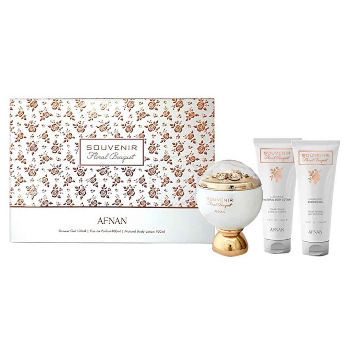 Afnan Souvenir Floral Bouquet Eau De Parfum 100Ml + Gel De Baño 100Ml + Locion Corporal 100Ml