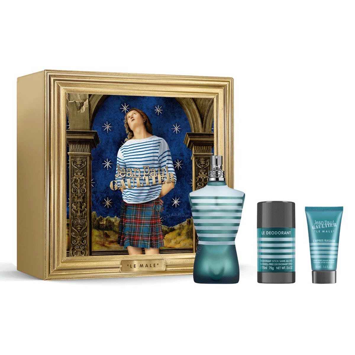 Jean Paul Gaultier Le Male Eau De Toilette 125Ml + Balsamo After Shave 50Ml + Desodorante Stick 75Ml