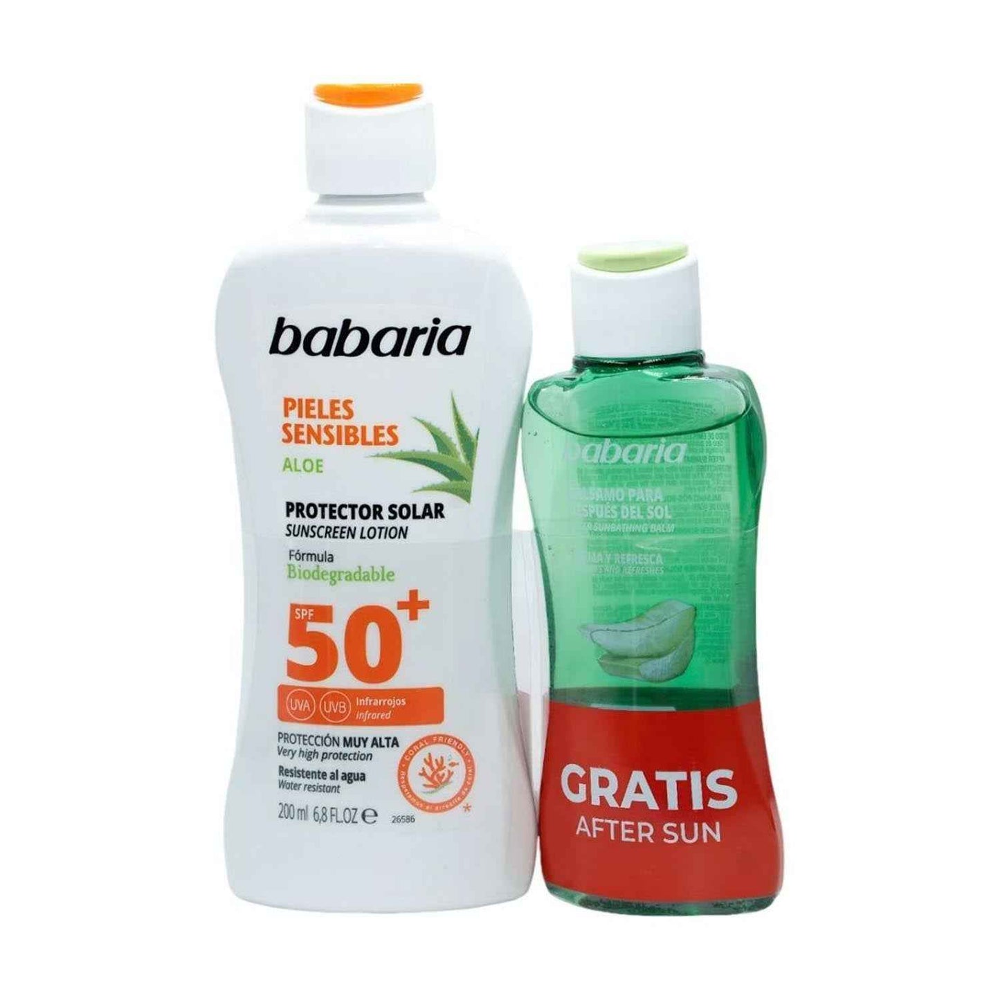 Babaria Aloe Protector Solar Spf50+ Pél Sensible Resistente Al Agua 200Ml + Balsamo After Sun 1U