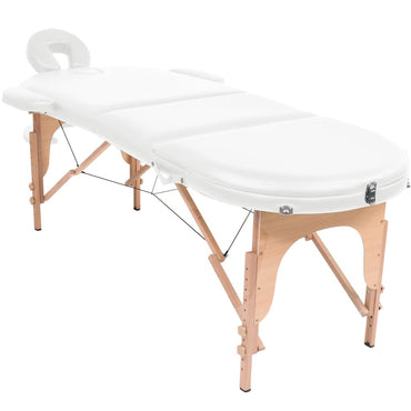 vidaXL Mesa de massagem dobrável c/ 2 rolos 4cm espessura oval branco