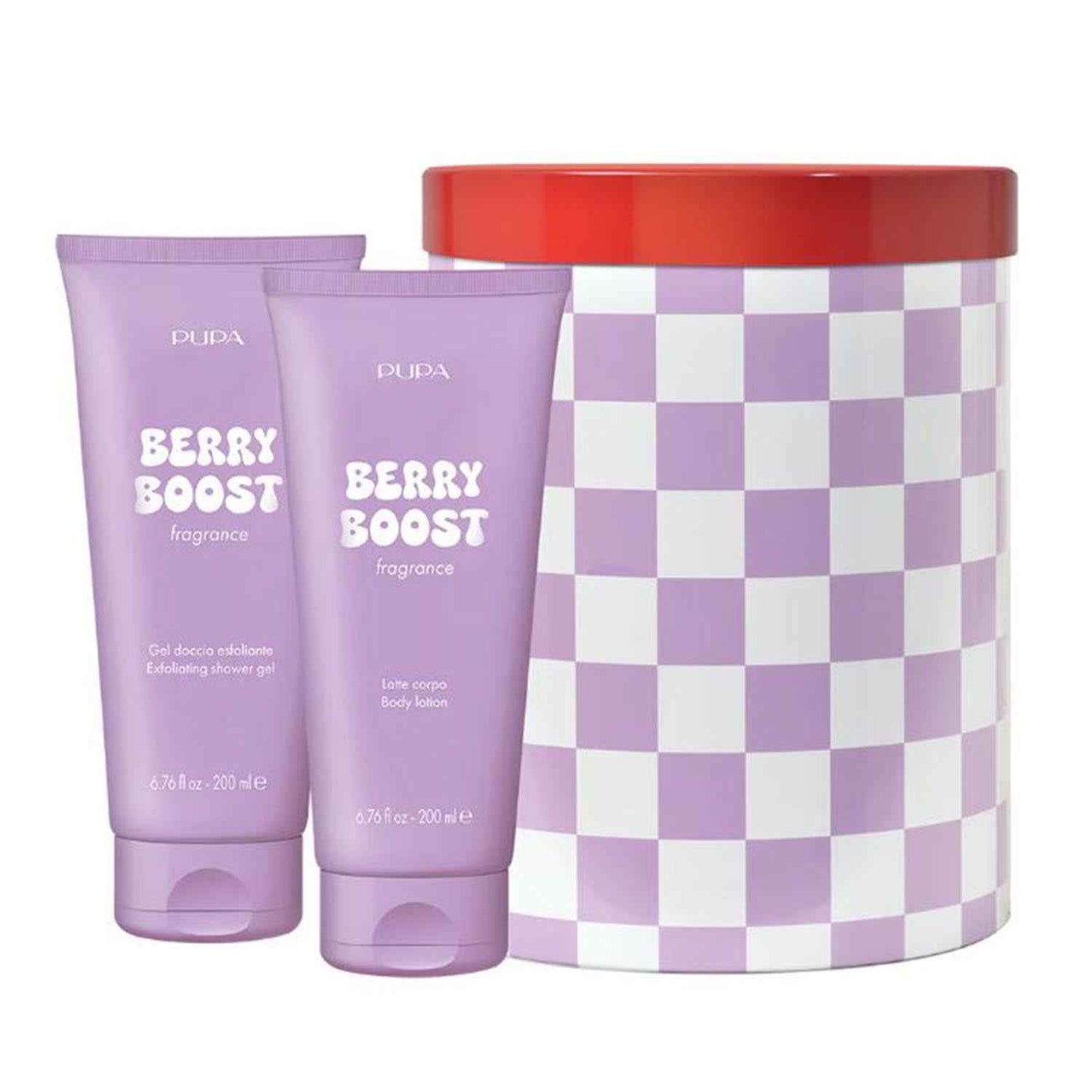 Pupa Berry Boost Locion Corporal Perfumada 200Ml + Gel De Baño Exfoliante 200Ml + Caja 1U