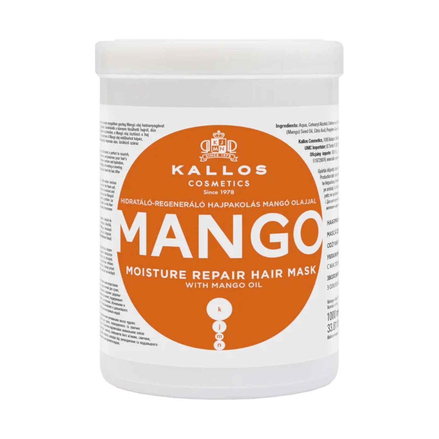 Kallos Mango Mascára Capilar Reparadora 1000Ml