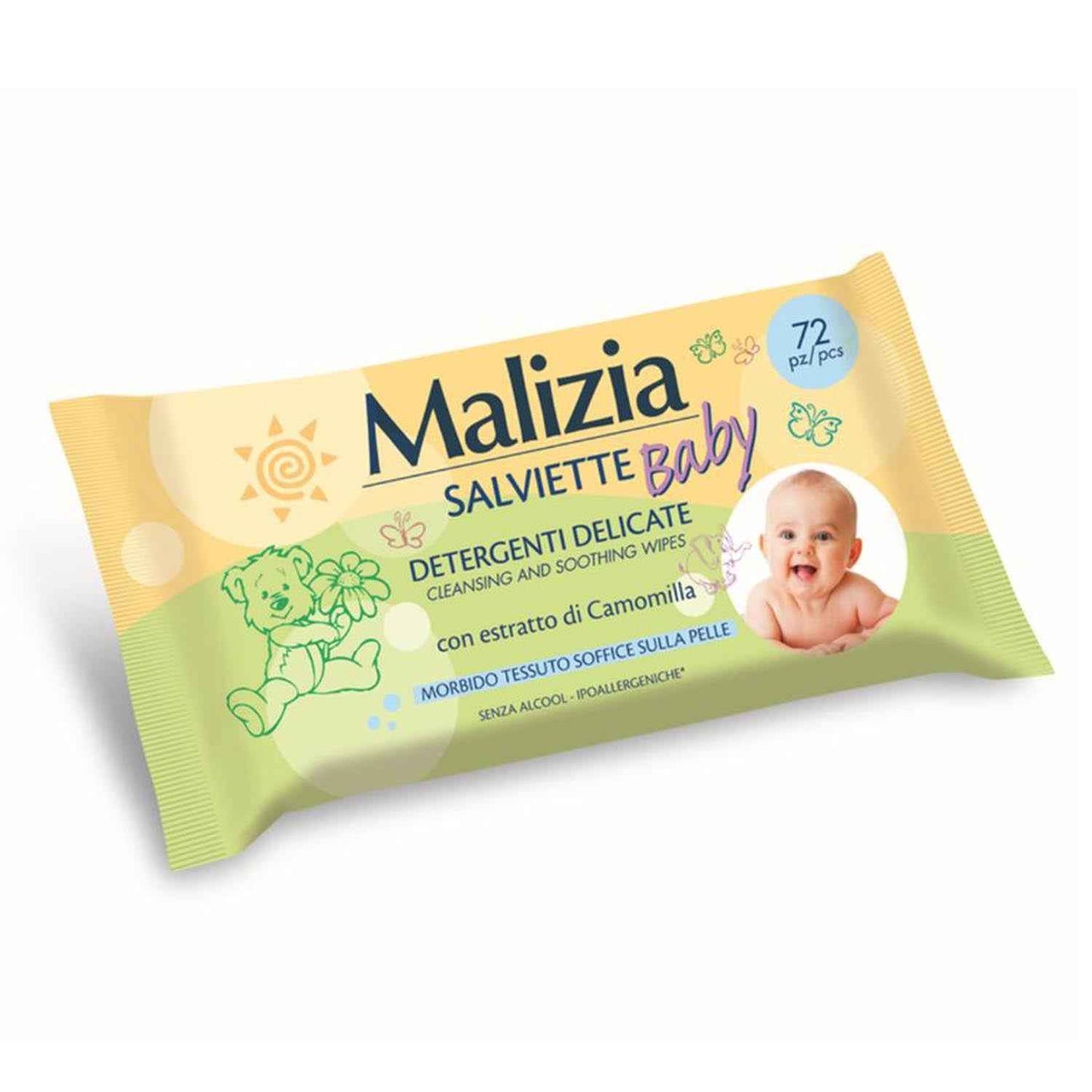 Malizia Baby Camomilla Toallitas Limpezaas 72Un