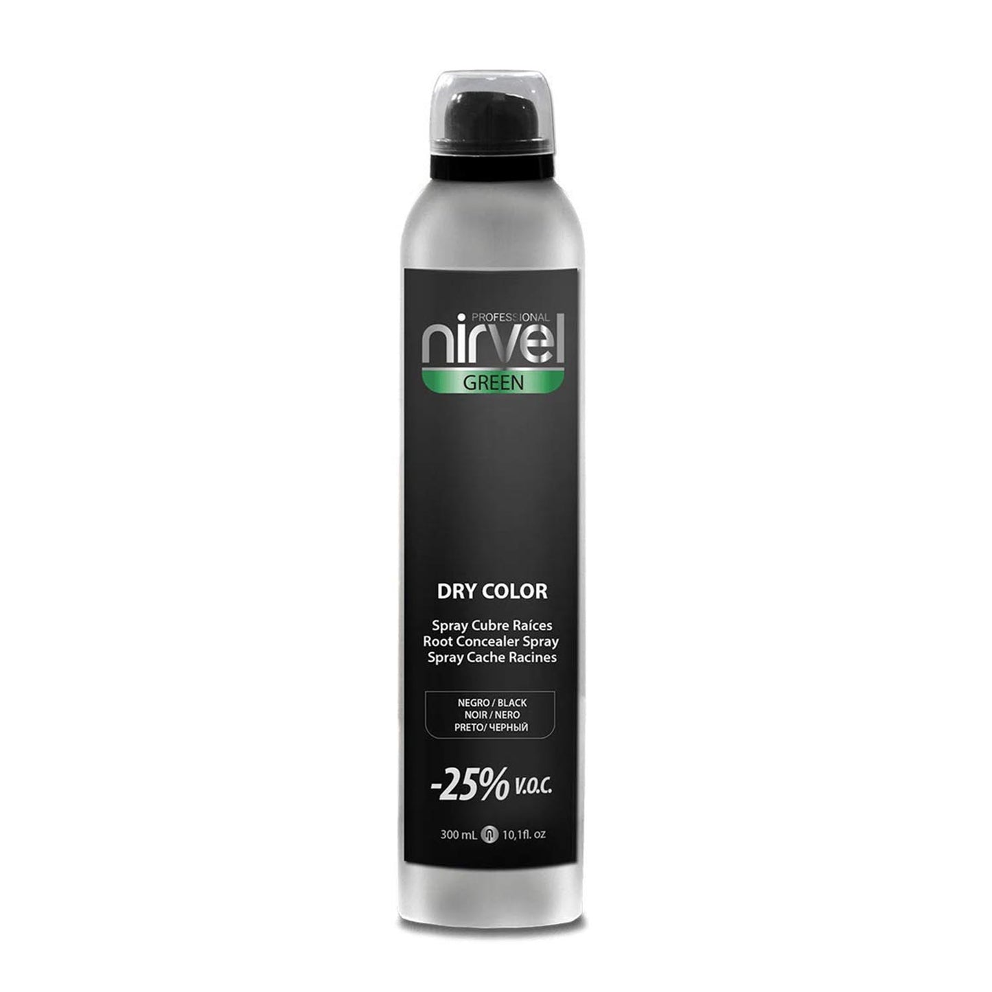 Nirvel Green Dry Color Spray Cubre Raices Negro Negro 300Ml Vaporizador
