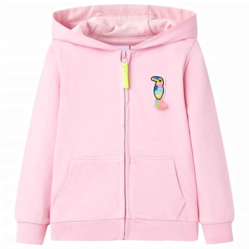 Sweatshirt para criança com capuz e fecho rosa-brilhante 92