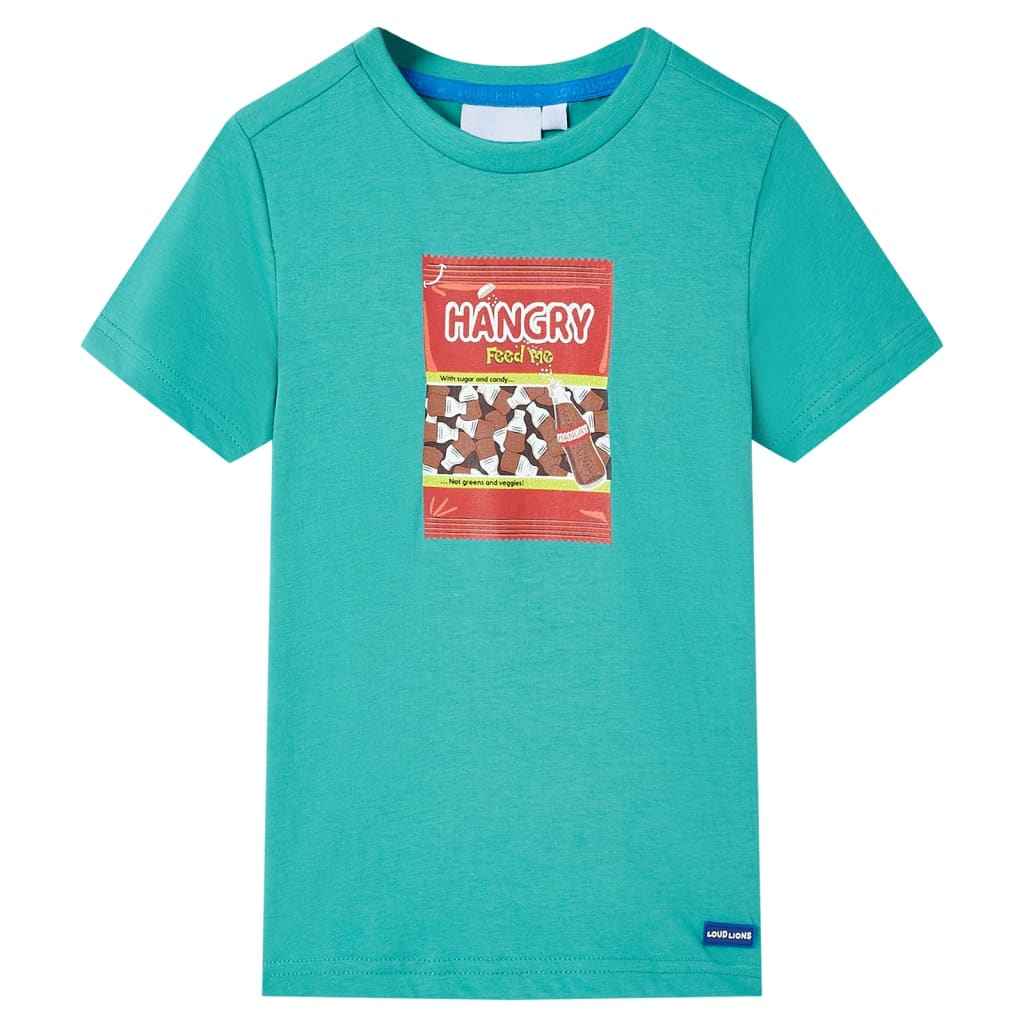 T-shirt infantil com mangas curtas menta-escuro 92