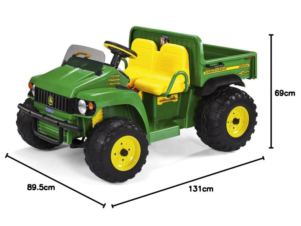 John Deere 12 volt elektrische kinder tractor met werkende graafarm en kantel bak duits engels frans vertaling