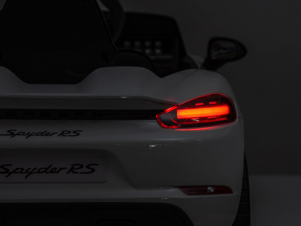 Porsche Spyder RS, 12 volt Kinder Accu Auto, rubberen banden, leder zitje en meer!