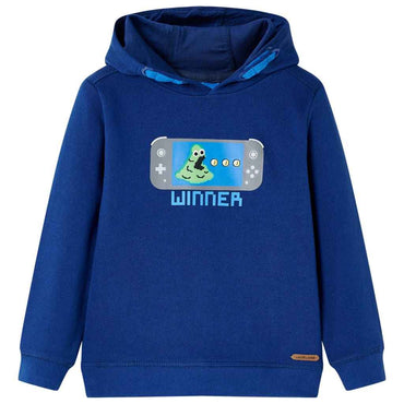 Sweatshirt para criança com capuz azul-escuro 92