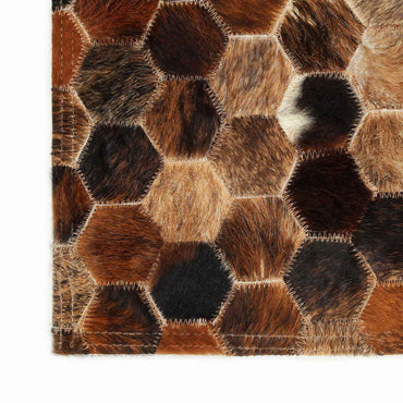 vidaXL Tapete de Couro Patchwork de Pele de Vaca Castanho 170 x 120 cm