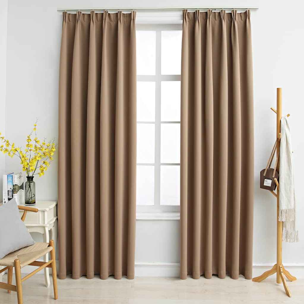 vidaXL Cortinas blackout com ganchos 2 pcs 140x175 cm preto