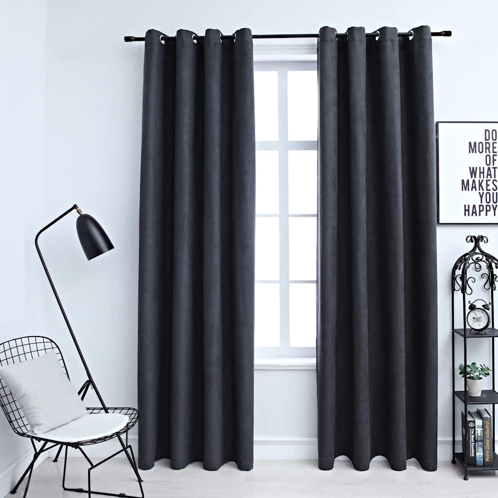 vidaXL Cortinas blackout c/ argolas em metal 2 pcs 140x175cm antracite