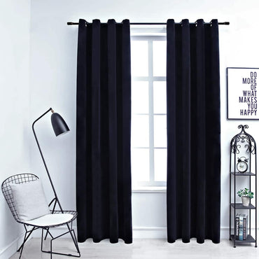 vidaXL Cortinas blackout com argolas 2 pcs 140x175 cm veludo preto
