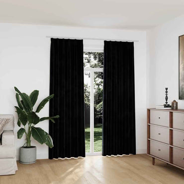 vidaXL Cortinas blackout com ganchos 2 pcs 140x175 cm veludo preto