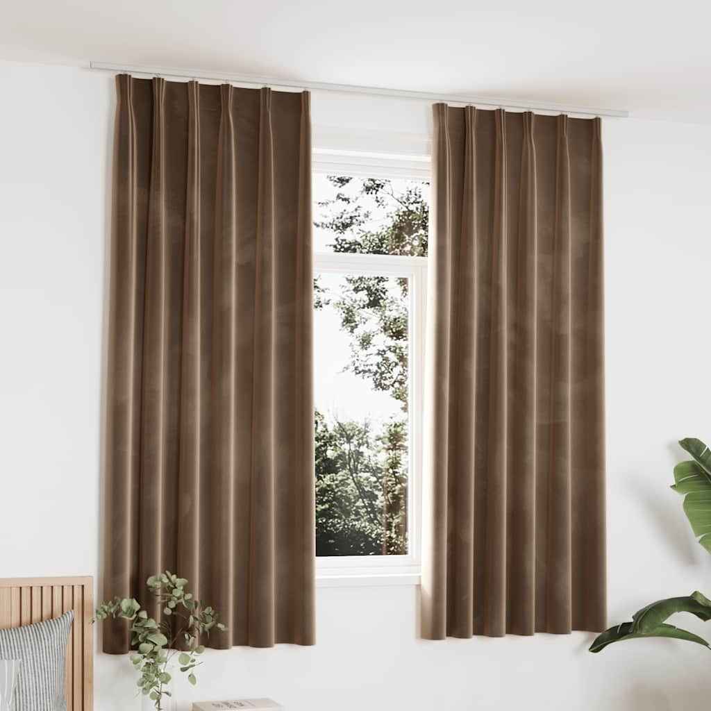 vidaXL Cortinas blackout com ganchos 2 pcs 140x175 cm veludo preto