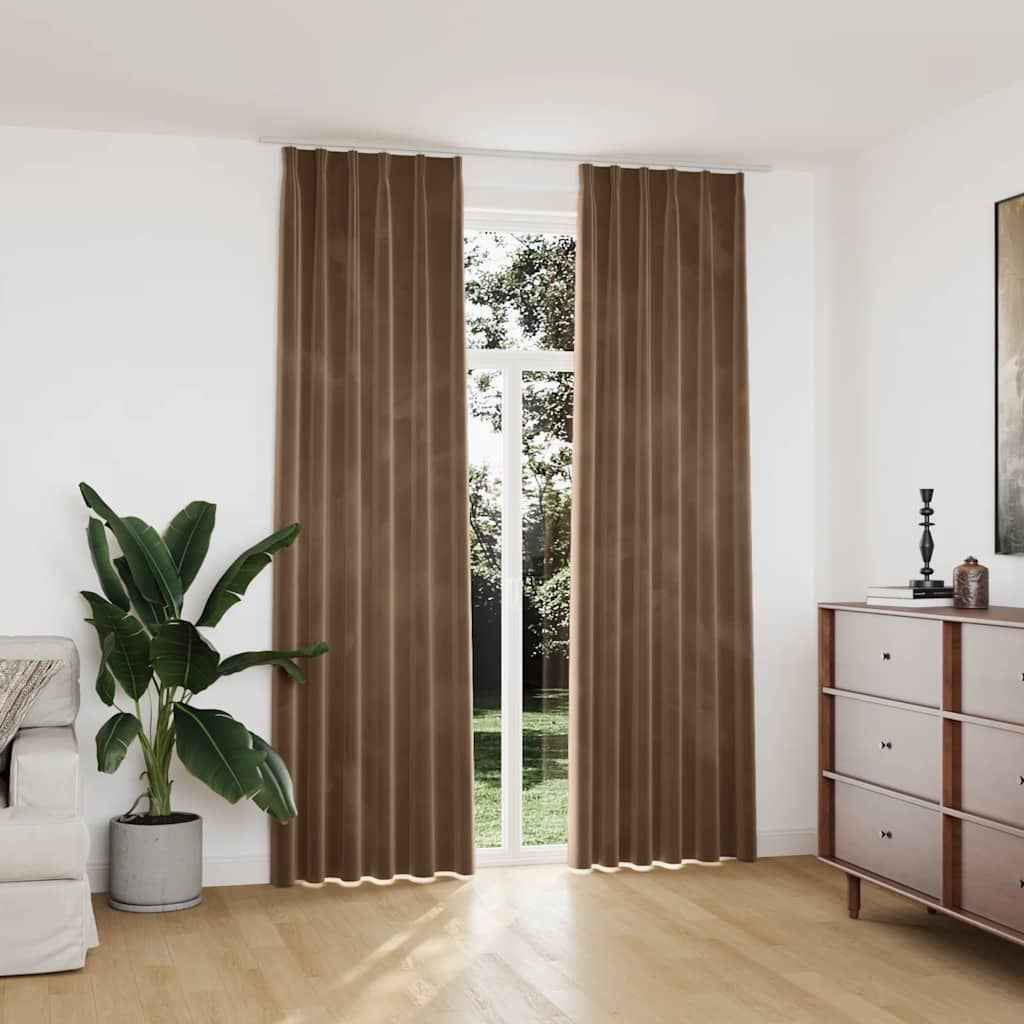 vidaXL Cortinas blackout com ganchos 2 pcs 140x175 cm veludo preto
