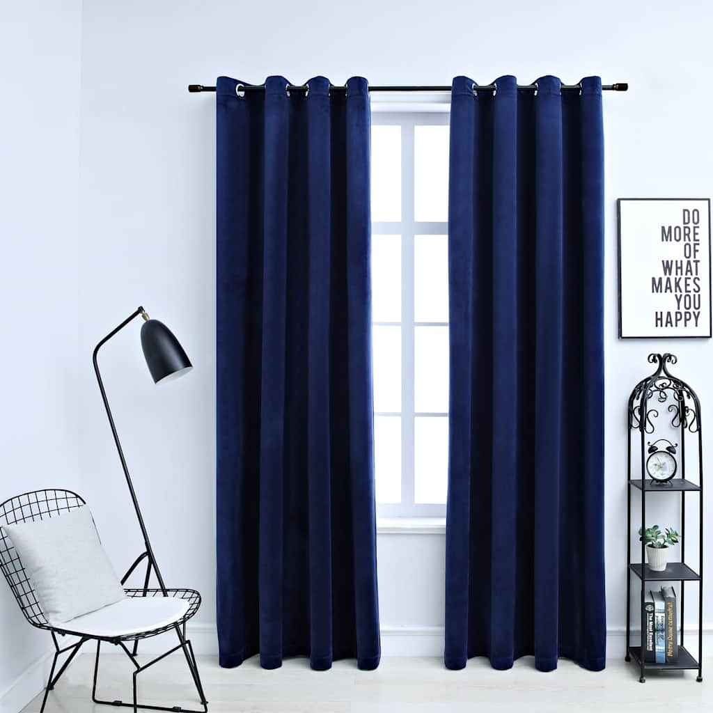 vidaXL Cortinas blackout com argolas 2 pcs 140x175 cm veludo preto