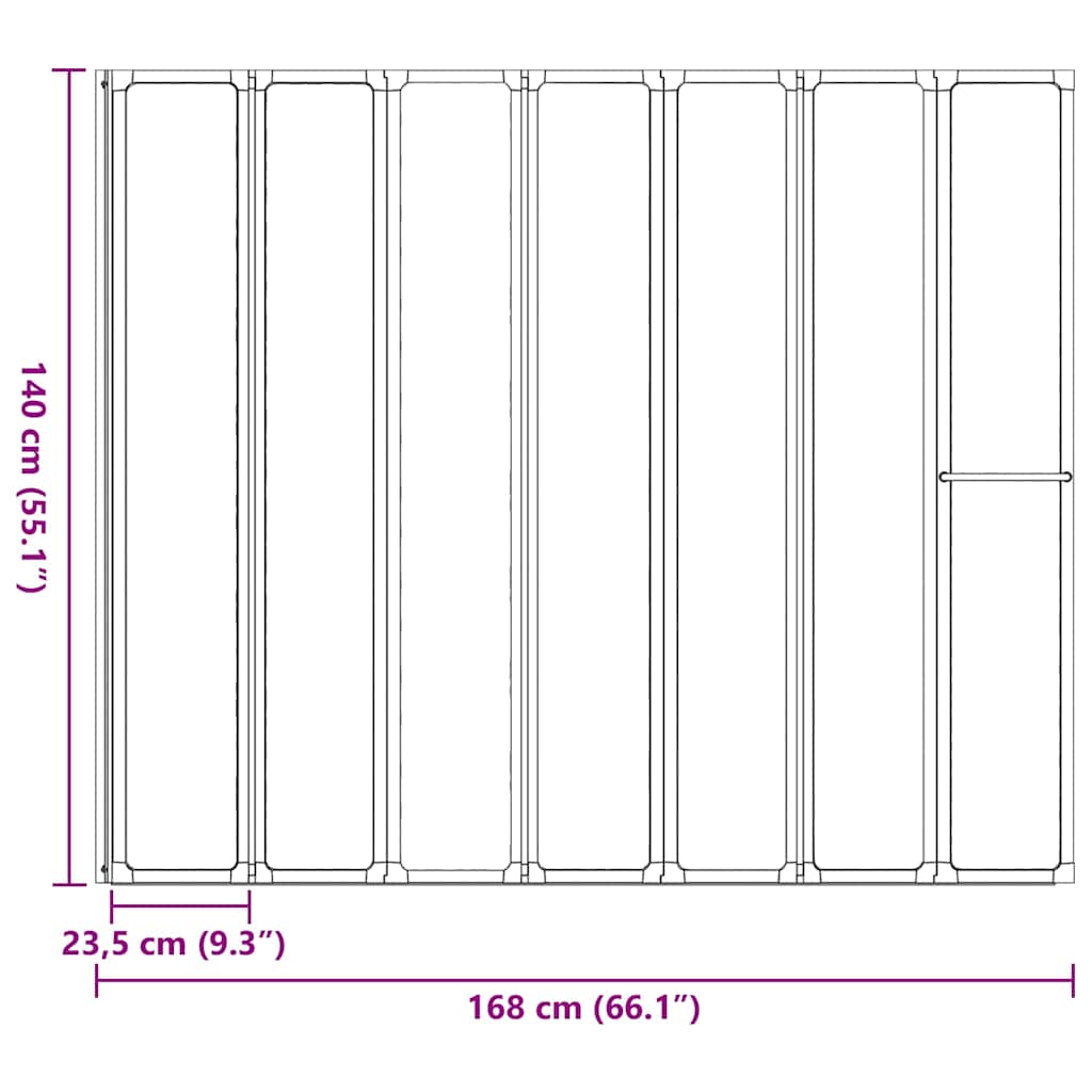 Cabine de duche 140 x 168 cm 7 painéis dobráveis com toalheiro