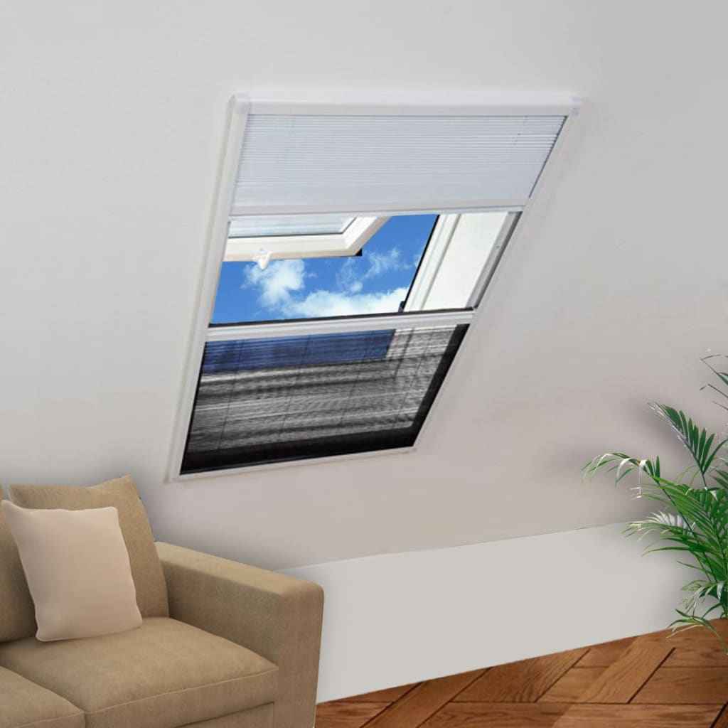vidaXL Tela anti-insetos plissada janela + quebra-luz alumínio 60x80cm