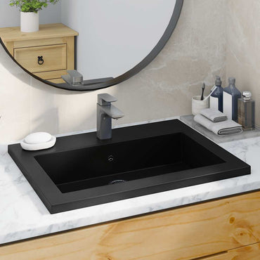 vidaXL Lavatório de granito 600x450x120 mm preto