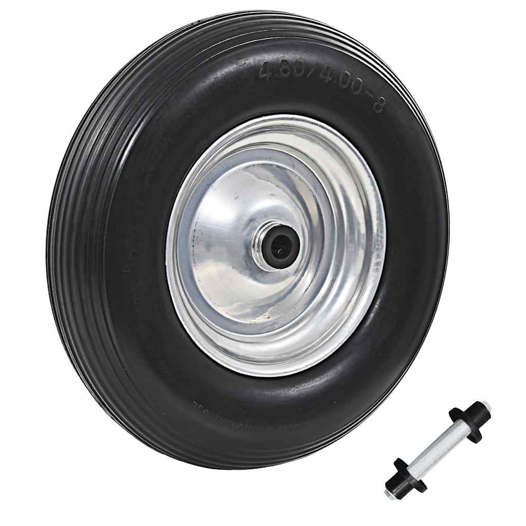 vidaXL Roda de carrinho de mão com eixo PU sólido 4.00-8 390 mm