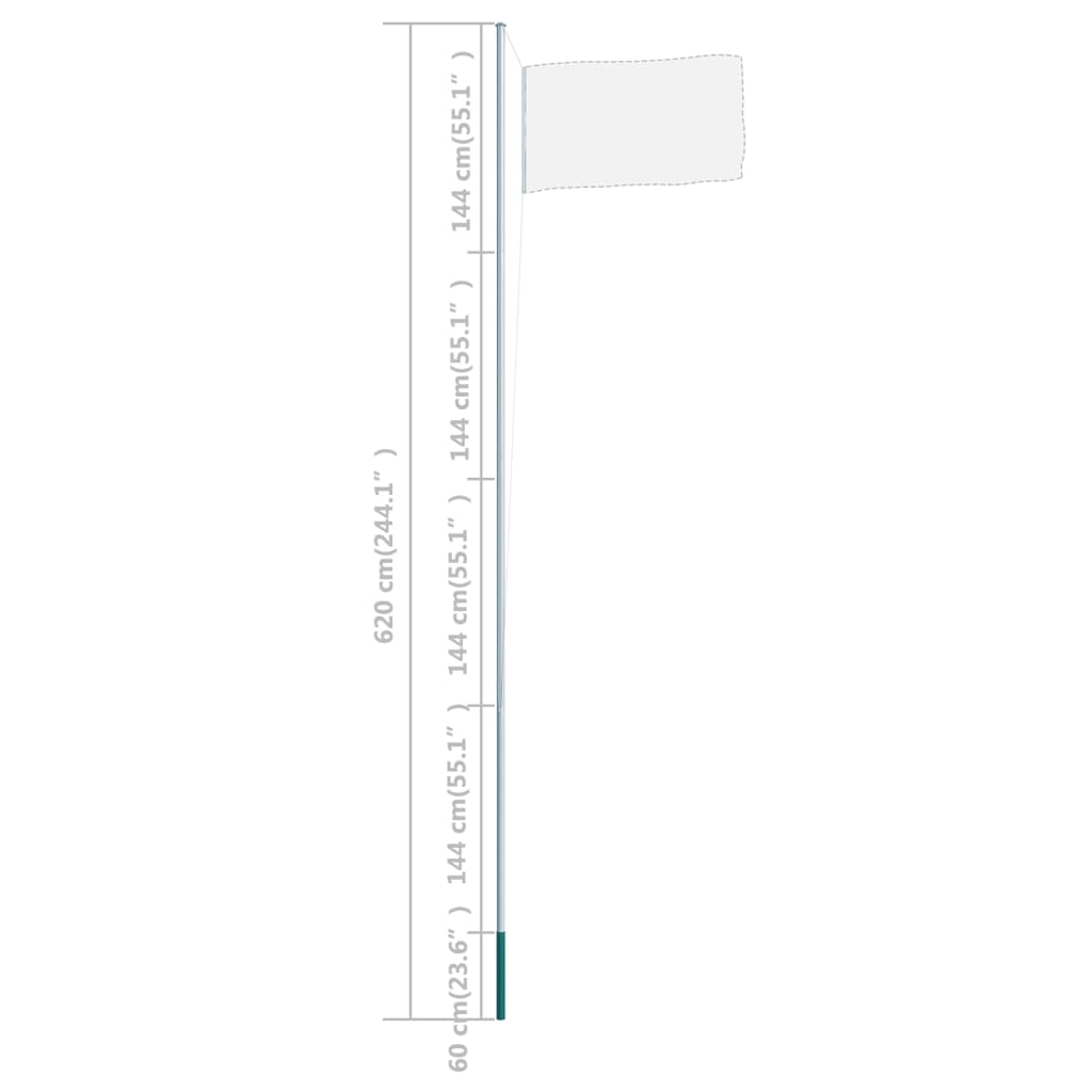 vidaXL Mastro de bandeira seccional 6,2 m alumínio