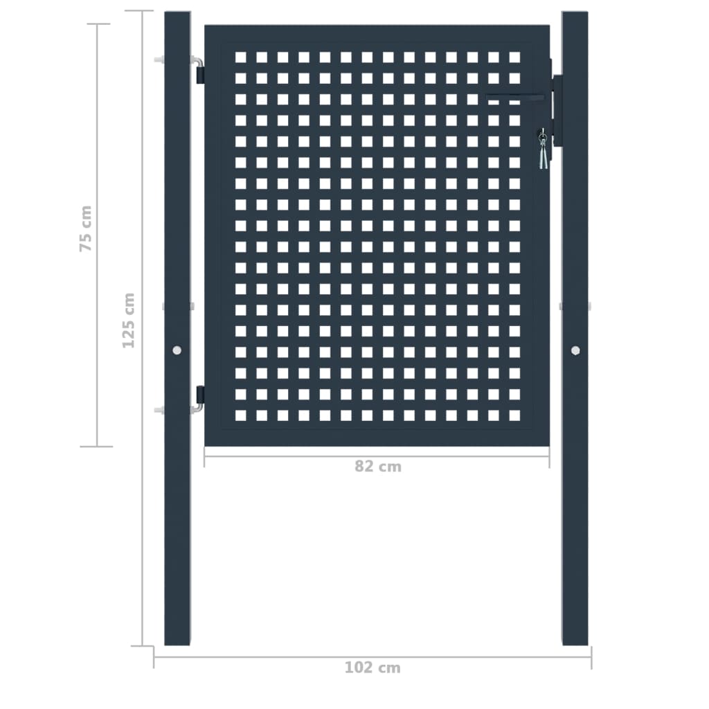 vidaXL Portão de cerca Antracite 102x75 cm Aço