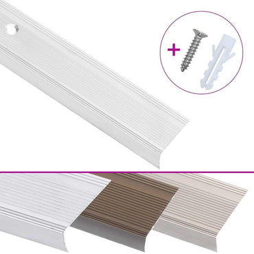 vidaXL Perfis de escada em forma de L 5 pcs 90 cm alumínio prateado