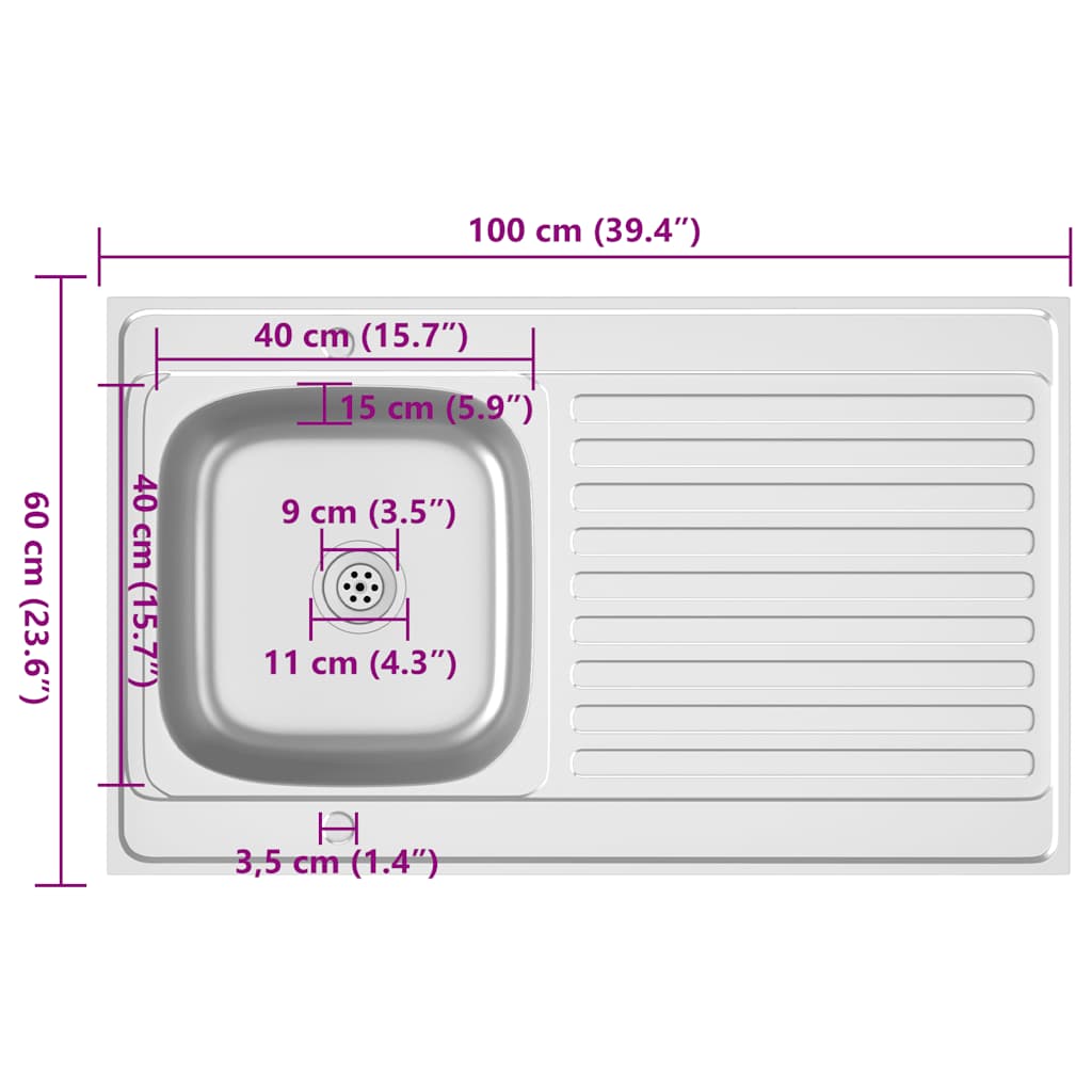 vidaXL Lava-louça cozinha + escorredor aço inox prateado