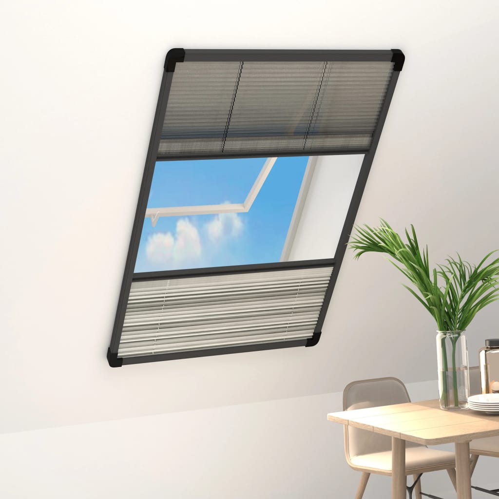 vidaXL Tela anti-insetos plissada janela + quebra-luz alumínio 60x80cm