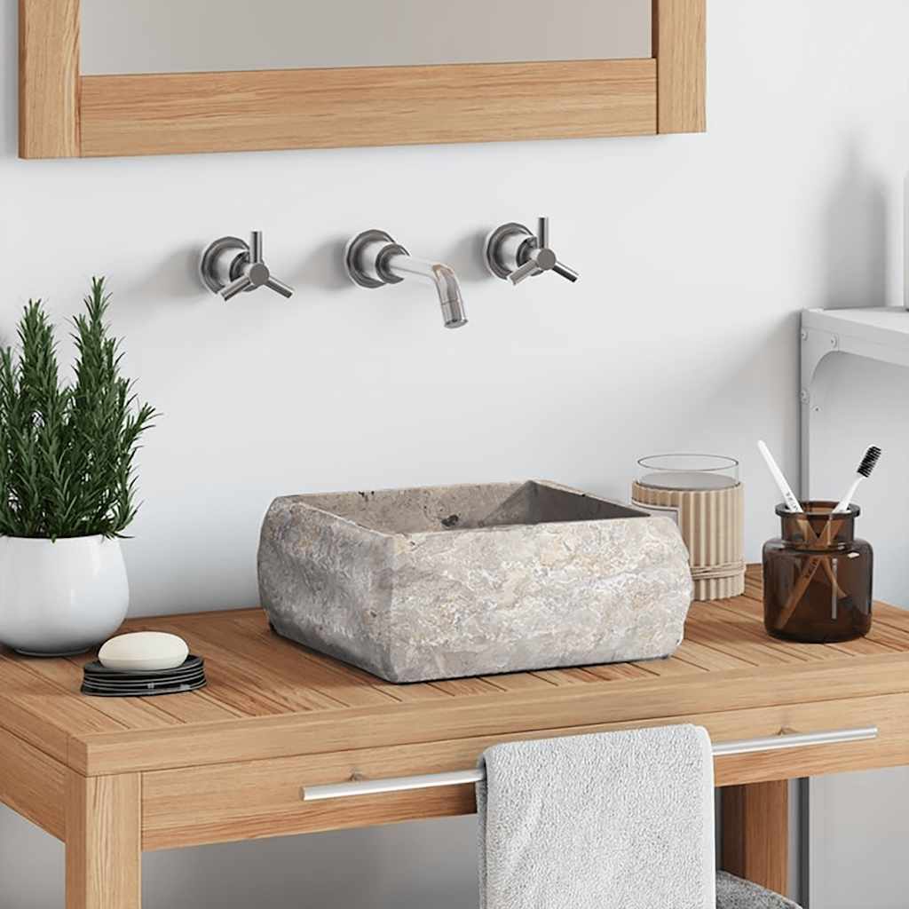 vidaXL Lavatório 30x30x13 mármore cor creme