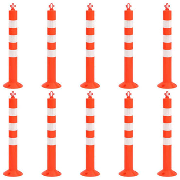 vidaXL Postes amarração p/ controlo trânsito + corrente 10 pcs PE 75cm