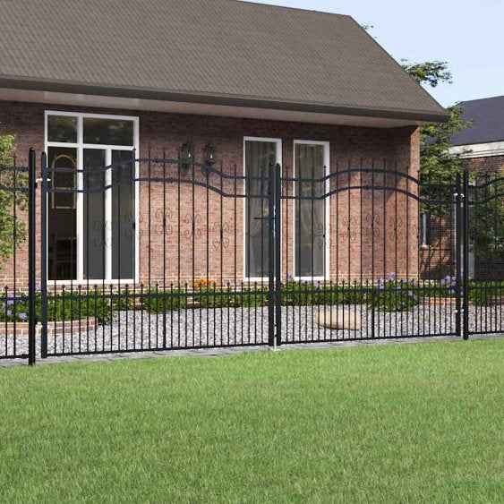 vidaXL Portão de cerca com topo em forma de lança, preto, 103x75 cm, aço com revestimento em pó