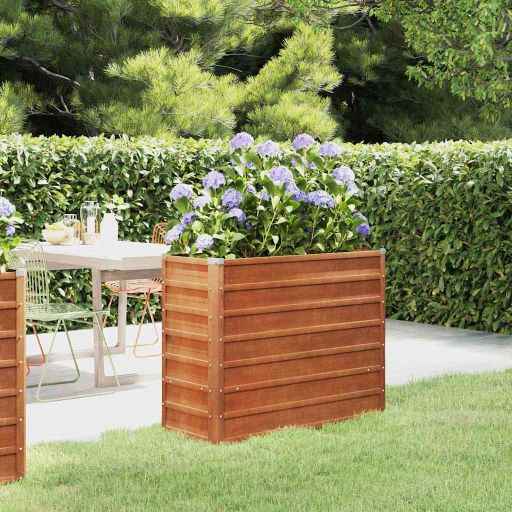 vidaXL Canteiro de jardim 100x100x77 cm aço corten cor enferrujado