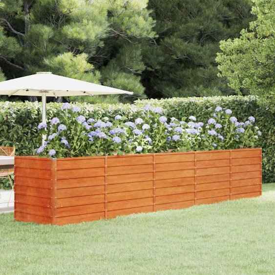 vidaXL Canteiro de jardim 100x100x77 cm aço corten cor enferrujado