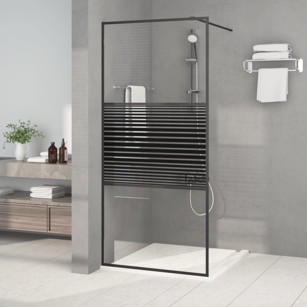 vidaXL Divisória de chuveiro 80x195 cm vidro transparente ESG preto
