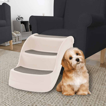 vidaXL Escada dobrável 3 degraus para cães 50x38x38 cm plástico creme