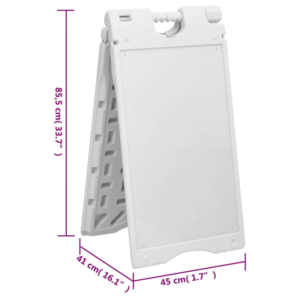 vidaXL Cavalete publicitário estrutura em A 45x7x84,5 cm PEAD cinza