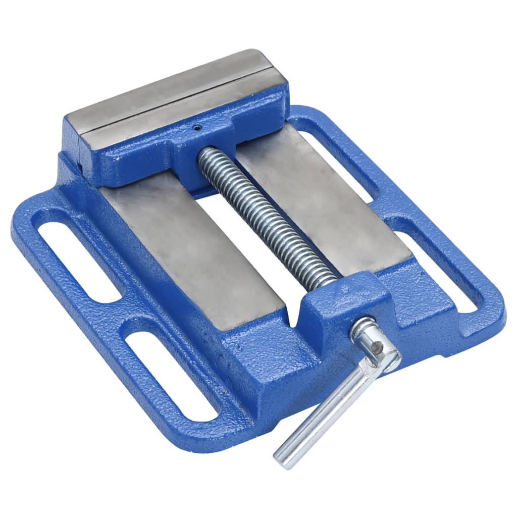 vidaXL Torno para furadora 76 mm ferro fundido azul