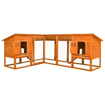 vidaXL Coelheira exterior c/ parque madeira de abeto maciça castanho