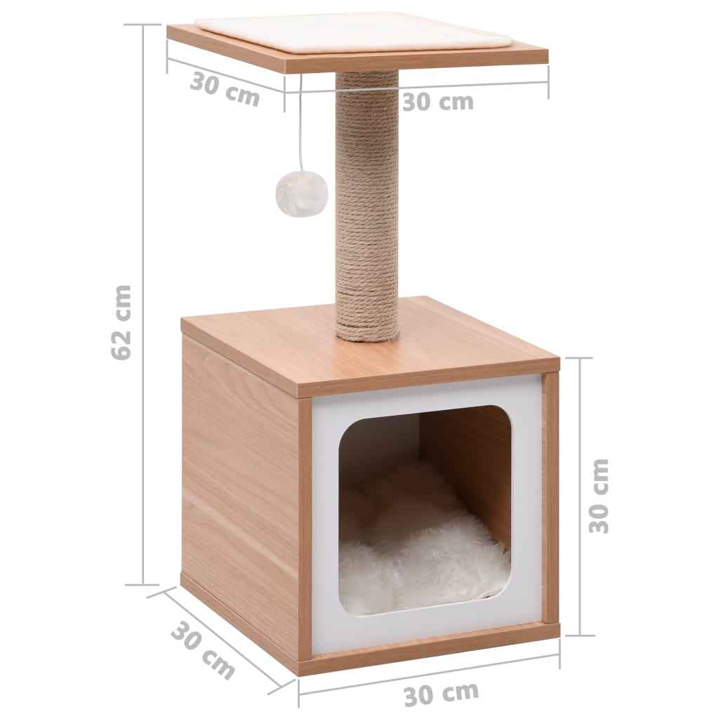 vidaXL Árvore para gatos c/ tapete arranhador sisal 62 cm