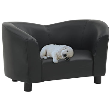 vidaXL Sofá para cães 67x41x39 cm couro artificial preto