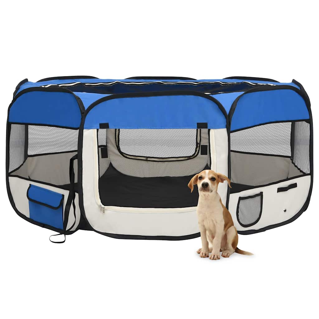 vidaXL Parque dobrável p/ cão c/ saco de transporte 90x90x58 cm preto