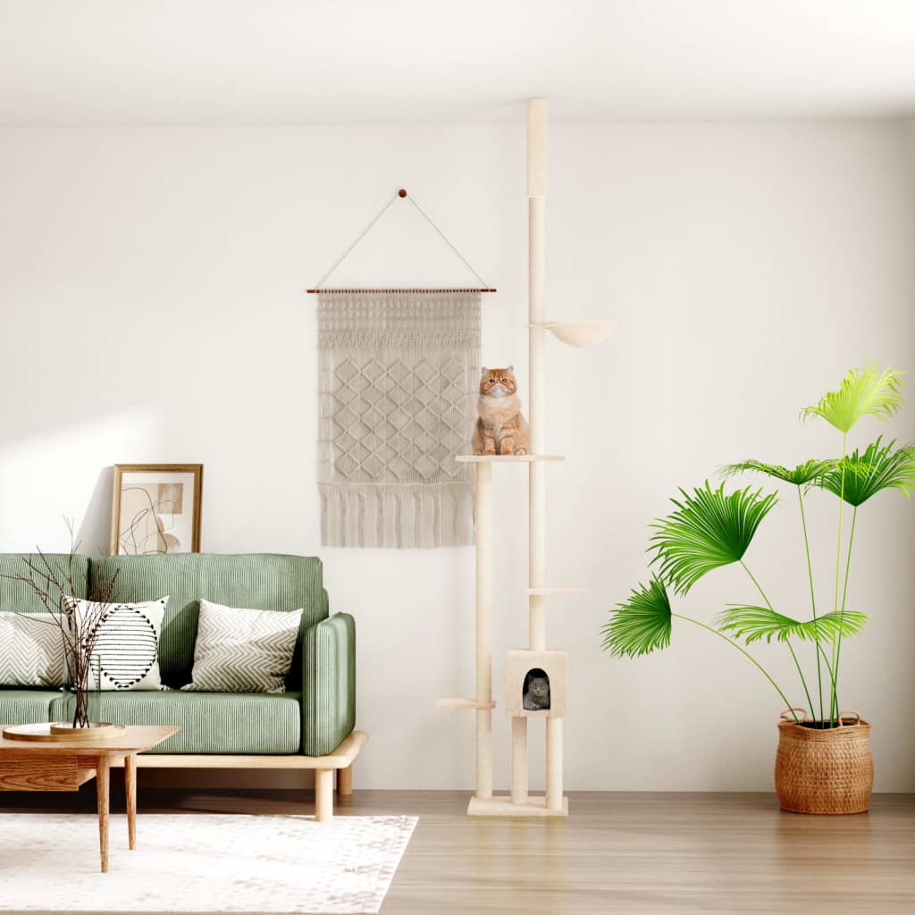 vidaXL Árvore gatos altura ajust. chão-teto 258,5-284,5 cm cinza-claro