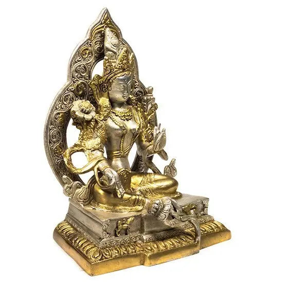 Estátua de Tara verde com aura - 22 cm