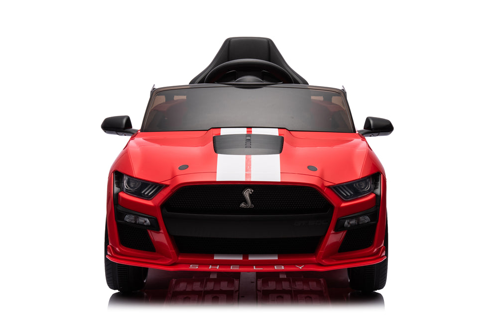 Ford Mustang GT500,12 volt elektrische kinderauto met rubberen banden, leder zitje en meer!