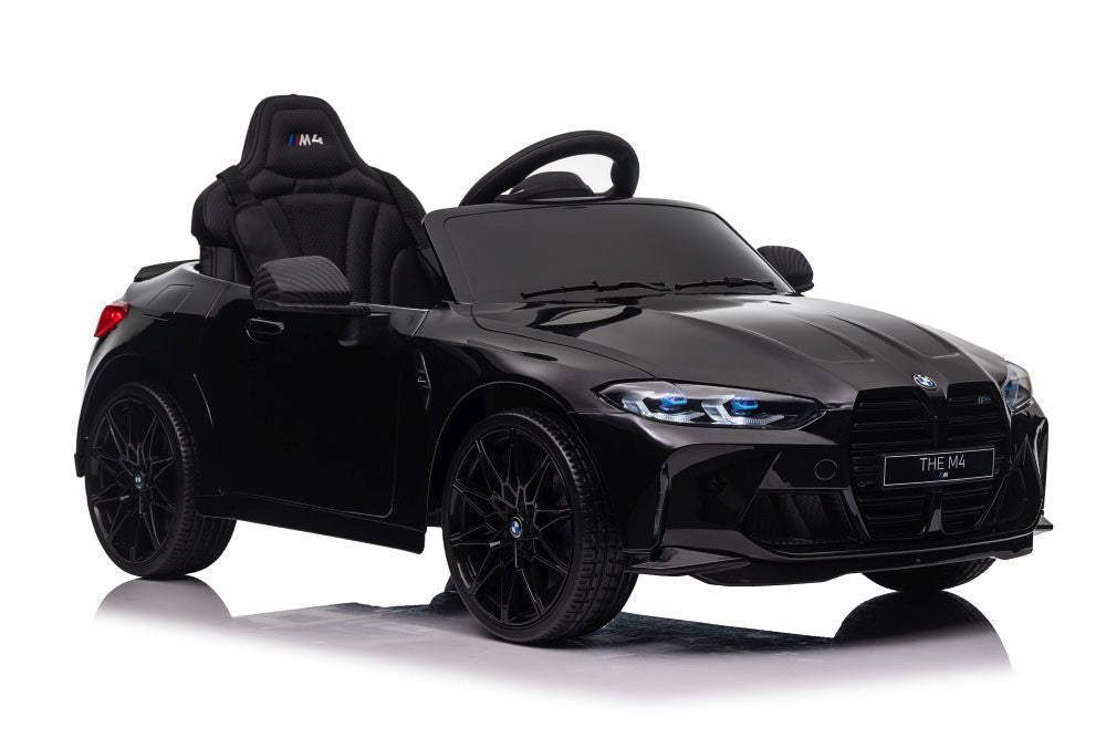 BMW M4, 12 volt elektrische kinderauto, Leder zitje, Rubberen banden, Kinder Accu Auto!